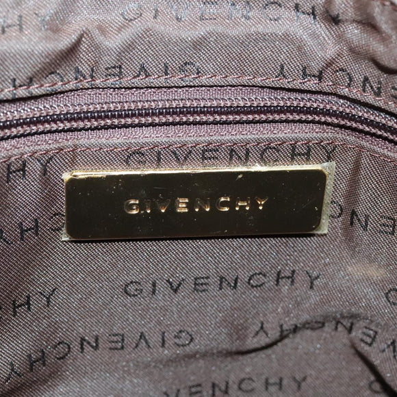 GIVENCHY Tote Bag Canvas Brown Gold Auth am7305