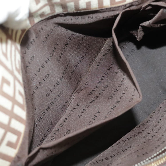 GIVENCHY Tote Bag Canvas Brown Gold Auth am7305