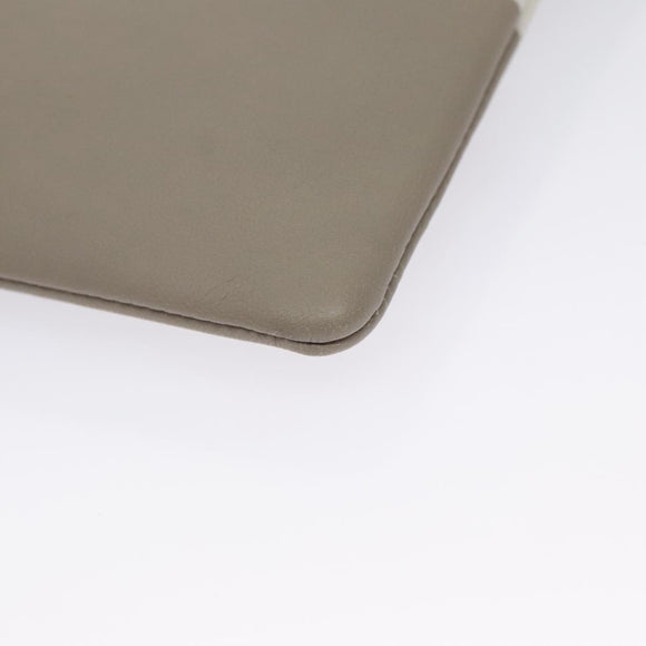 CELINE Clutch Bag Leather Gray White Auth am7315