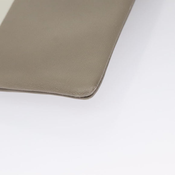 CELINE Clutch Bag Leather Gray White Auth am7315