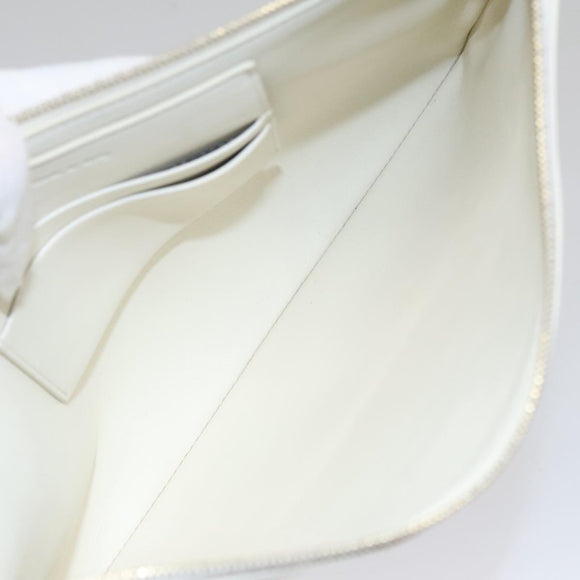 CELINE Clutch Bag Leather Gray White Auth am7315
