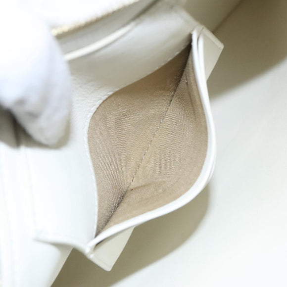 CELINE Clutch Bag Leather Gray White Auth am7315