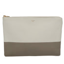 CELINE Clutch Bag Leather Gray White Auth am7315-13