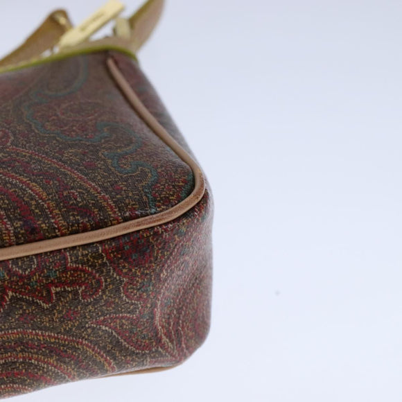 ETRO Paisley Shoulder Bag PVC Leather Brown Gold Auth am7332