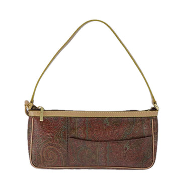 ETRO Paisley Shoulder Bag PVC Leather Brown Gold Auth am7332 - 0