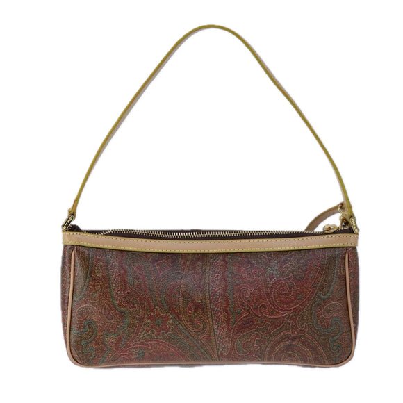 ETRO Paisley Shoulder Bag PVC Leather Brown Gold Auth am7332