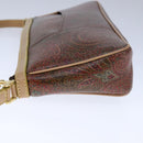 ETRO Paisley Shoulder Bag PVC Leather Brown Gold Auth am7332-4
