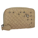 BOTTEGA VENETA INTRECCIATO Coin Purse Leather Beige Auth am7335-1