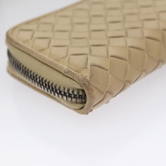 BOTTEGA VENETA INTRECCIATO Coin Purse Leather Beige Auth am7335