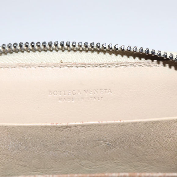 BOTTEGA VENETA INTRECCIATO Coin Purse Leather Beige Auth am7335