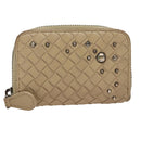 BOTTEGA VENETA INTRECCIATO Coin Purse Leather Beige Auth am7335-13