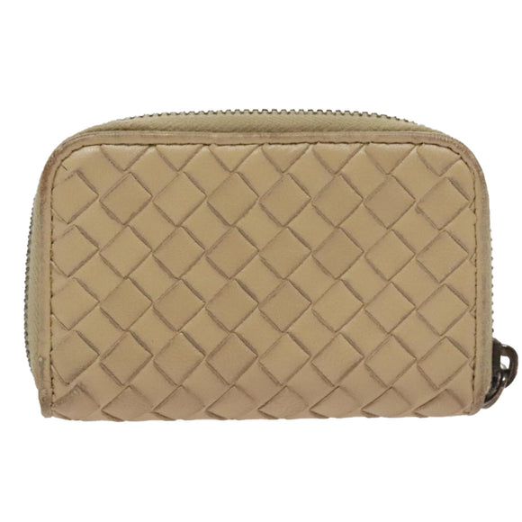 BOTTEGA VENETA INTRECCIATO Coin Purse Leather Beige Auth am7335