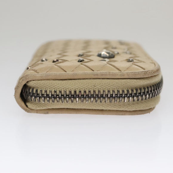 BOTTEGA VENETA INTRECCIATO Coin Purse Leather Beige Auth am7335