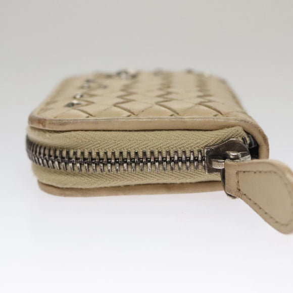 BOTTEGA VENETA INTRECCIATO Coin Purse Leather Beige Auth am7335