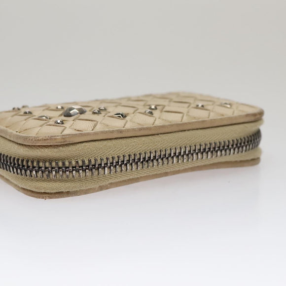 BOTTEGA VENETA INTRECCIATO Coin Purse Leather Beige Auth am7335