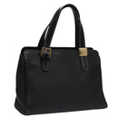 Burberrys Hand Bag Leather Black Gold Auth am7338-1