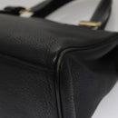 Burberrys Hand Bag Leather Black Gold Auth am7338-9