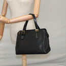 Burberrys Hand Bag Leather Black Gold Auth am7338-21