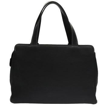 Burberrys Hand Bag Leather Black Gold Auth am7338 - 0