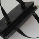Burberrys Hand Bag Leather Black Gold Auth am7338-6