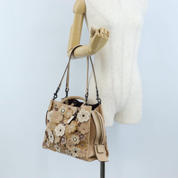 Coach Rogue 31 Hand Bag Leather Beige Auth am7357V