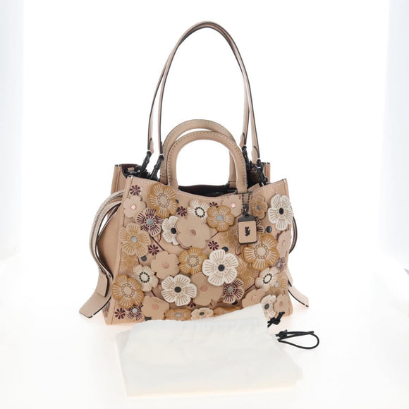 Coach Rogue 31 Hand Bag Leather Beige Auth am7357V