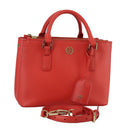 TORY BURCH Hand Bag Leather 2way Red Gold Auth am7378-1
