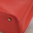 TORY BURCH Hand Bag Leather 2way Red Gold Auth am7378-14