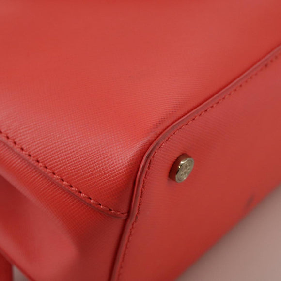 TORY BURCH Hand Bag Leather 2way Red Gold Auth am7378