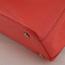 TORY BURCH Hand Bag Leather 2way Red Gold Auth am7378-16