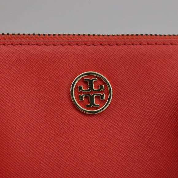 TORY BURCH Hand Bag Leather 2way Red Gold Auth am7378