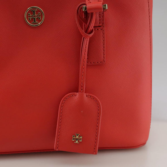 TORY BURCH Hand Bag Leather 2way Red Gold Auth am7378