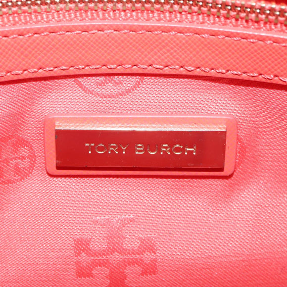 TORY BURCH Hand Bag Leather 2way Red Gold Auth am7378