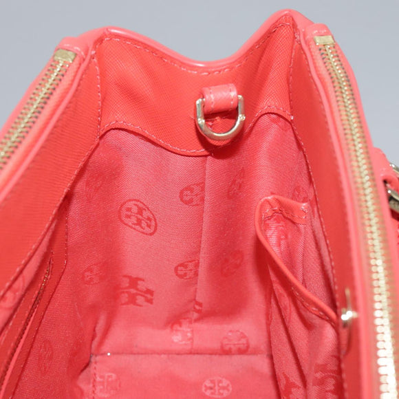 TORY BURCH Hand Bag Leather 2way Red Gold Auth am7378
