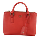 TORY BURCH Hand Bag Leather 2way Red Gold Auth am7378-13