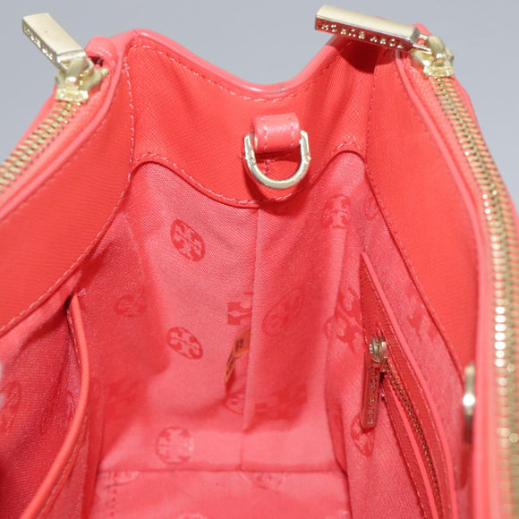 TORY BURCH Hand Bag Leather 2way Red Gold Auth am7378