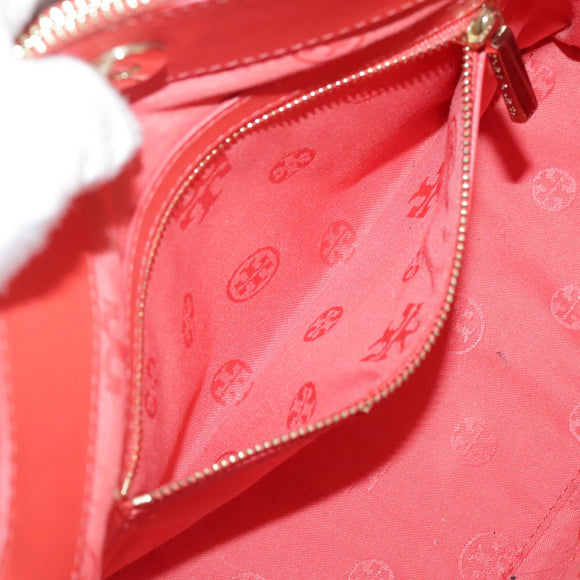 TORY BURCH Hand Bag Leather 2way Red Gold Auth am7378
