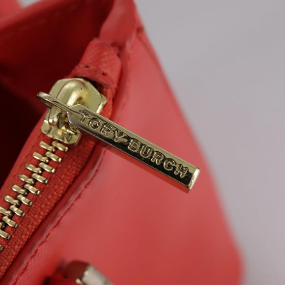 TORY BURCH Hand Bag Leather 2way Red Gold Auth am7378