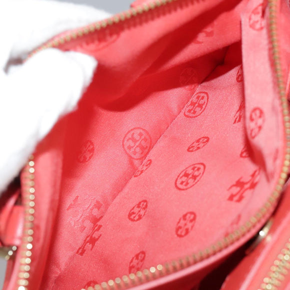 TORY BURCH Hand Bag Leather 2way Red Gold Auth am7378