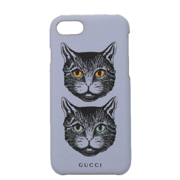 GUCCI Cat iphone8 iPhone Case PVC Leather Purple 548889 Auth am7392