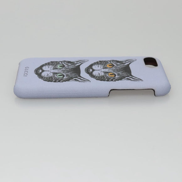 GUCCI Cat iphone8 iPhone Case PVC Leather Purple 548889 Auth am7392