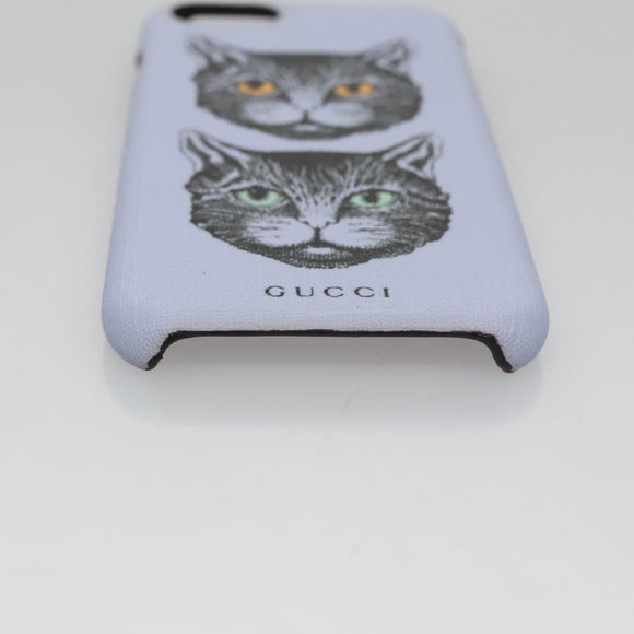 GUCCI Cat iphone8 iPhone Case PVC Leather Purple 548889 Auth am7392