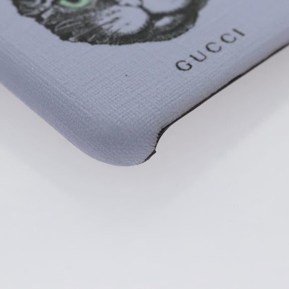 GUCCI Cat iphone8 iPhone Case PVC Leather Purple 548889 Auth am7392