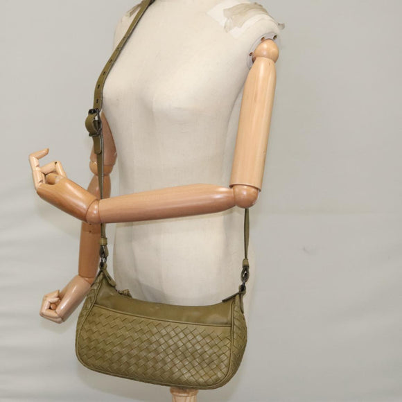 BOTTEGA VENETA INTRECCIATO Shoulder Bag Leather Khaki 143276 Auth am7407