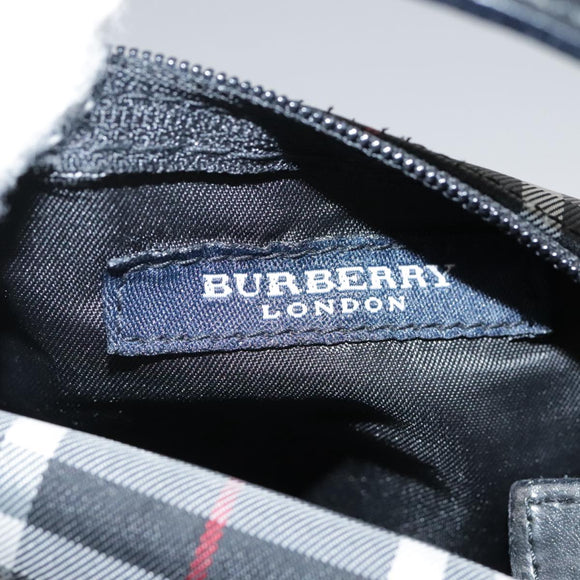 BURBERRY Nova Check Hand Bag Nylon Black Auth am7413