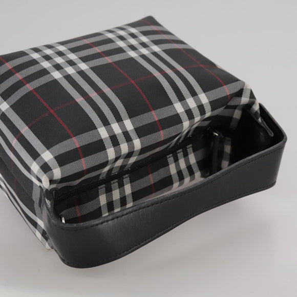 BURBERRY Nova Check Hand Bag Nylon Black Auth am7413