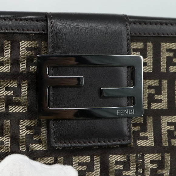FENDI Zucchino Canvas Wallet Brown Auth am7414V