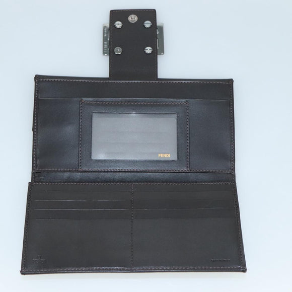 FENDI Zucchino Canvas Wallet Brown Auth am7414V