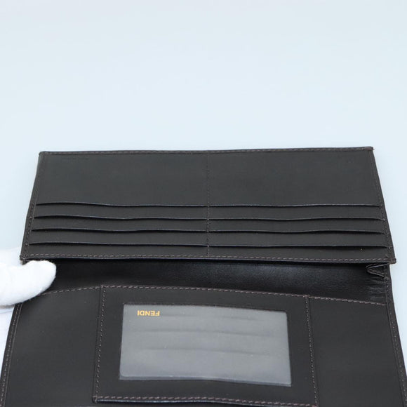 FENDI Zucchino Canvas Wallet Brown Auth am7414V