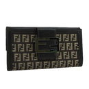 FENDI Zucchino Canvas Wallet Brown Auth am7414V-1
